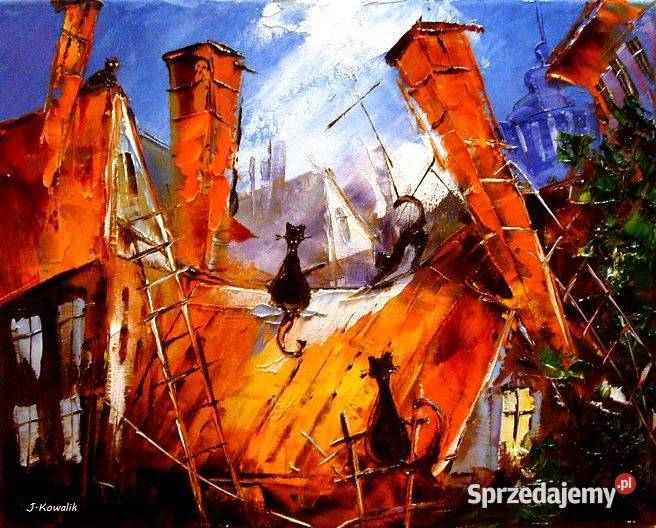 Kowalik Koty VI 50x40 obraz olejny Warszawa