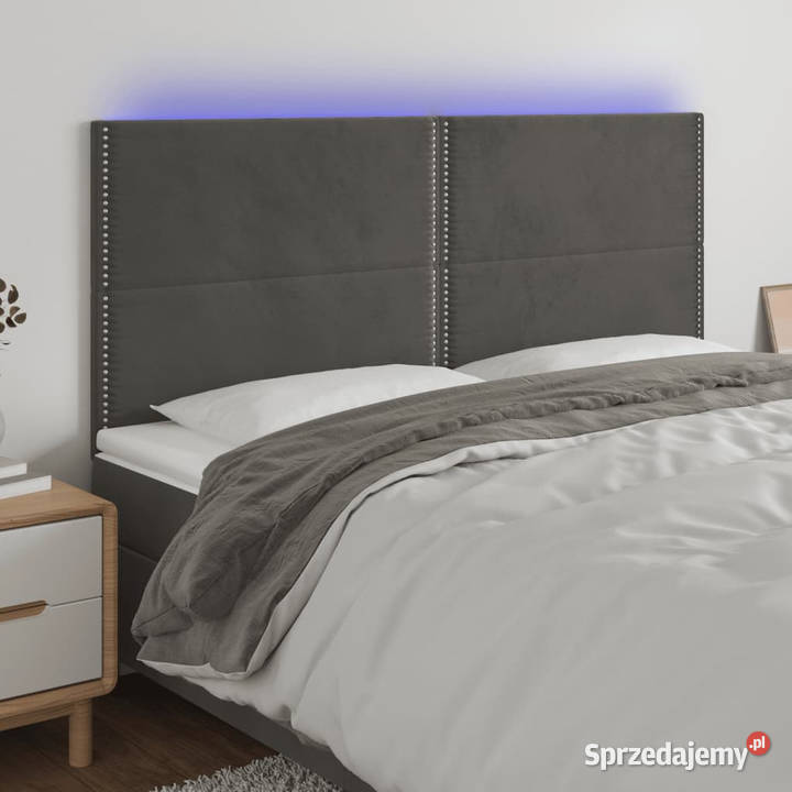 Zagłówek do łóżka z LED ciemnoszary 160x5x118128 Warszawa