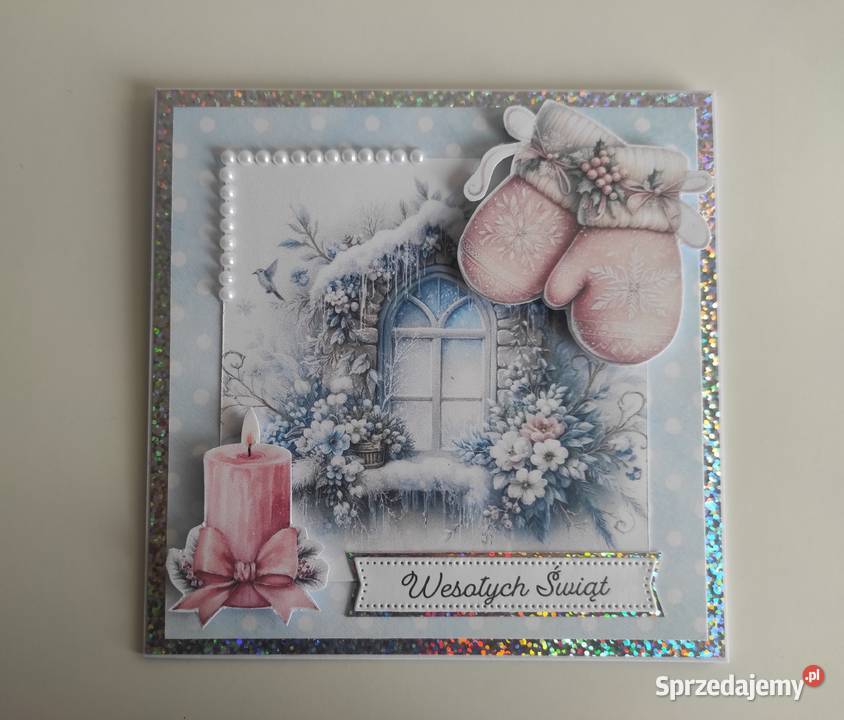 Kartka ręcznie robiona handmade świąteczna Boże łódzkie