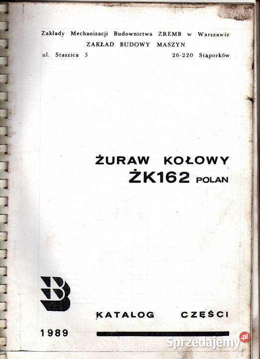 Żuraw ŻK162 Polan katalog czesci zamiennych Kielce