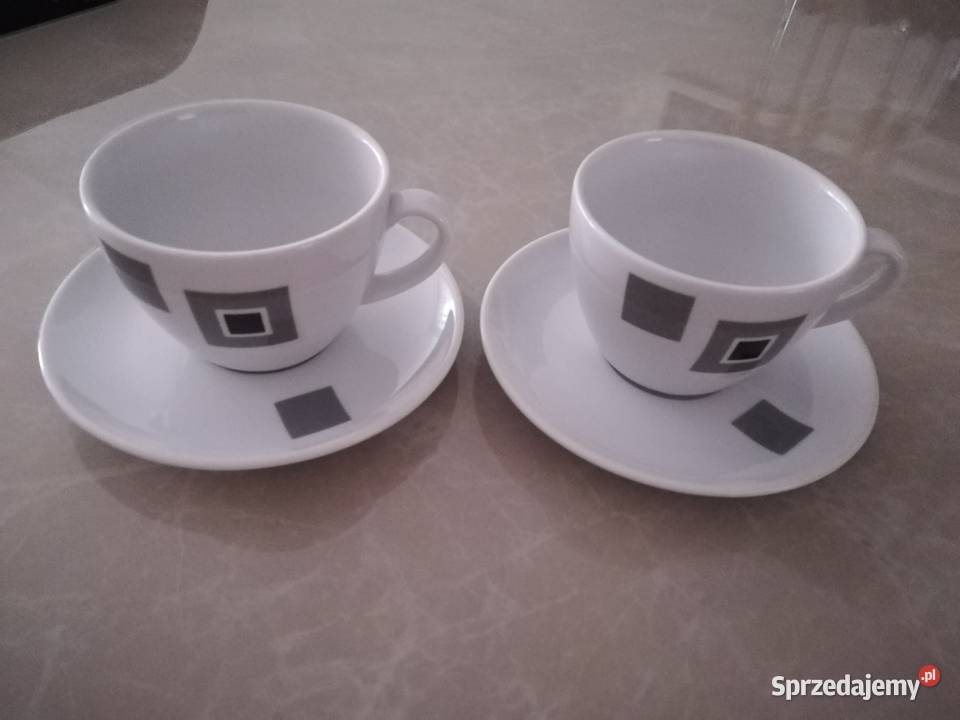 Dwie filiżanko białe szare biały Łódź