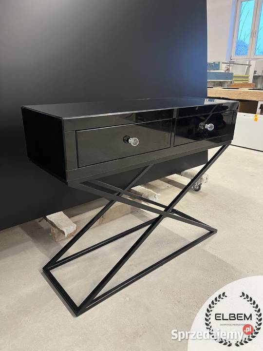 Konsola czarne szkło Glamour czarny stelaż Kielce
