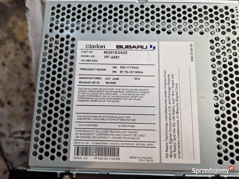 Radio samochodowe CLARION PF3491 Subaru Forester Olszyna
