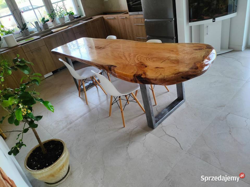 Stół z jednego bala 280x100x10 dąb live edge oak Przysucha