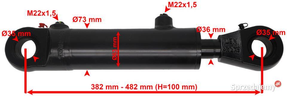 Polski SIŁOWNIK Hydrauliczny Tłok 63x36 Skok 100 Hydraulika Solec Kujawski