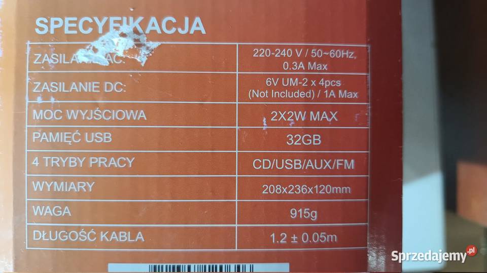 Radioodtwarzacz Vakoss Boombox CD FM USB Katowice sprzedam