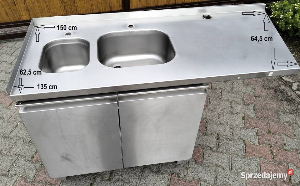 Zlew gastronomiczny 2komorowy 150x645x90 Słupia Kapitulna