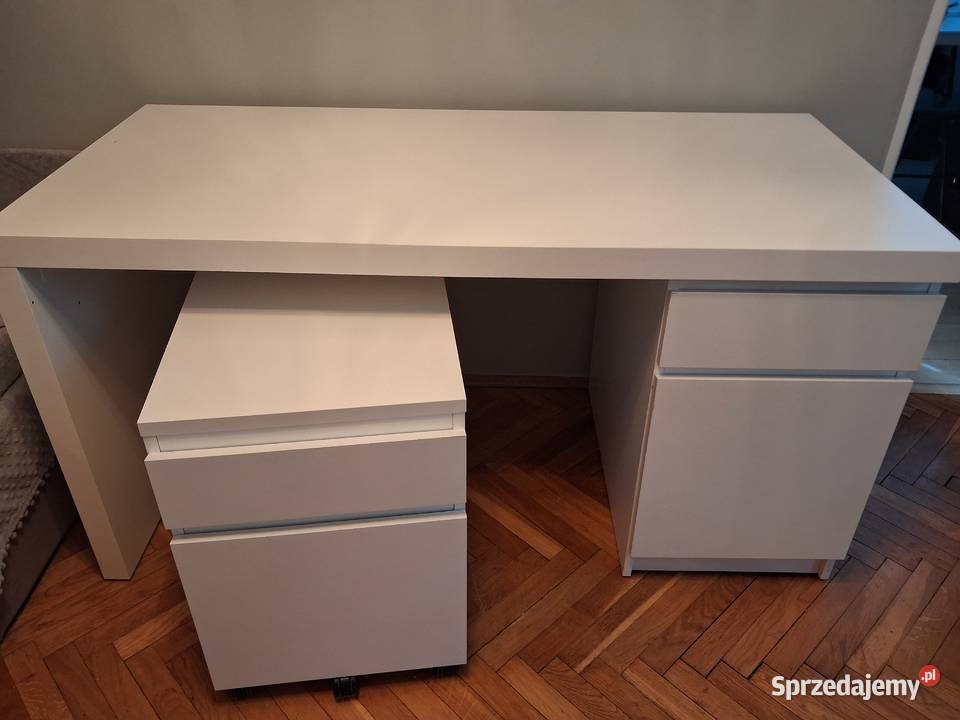 Biurko MALM z dodatkową szafką na kółkach MALM 73cm łódzkie sprzedam