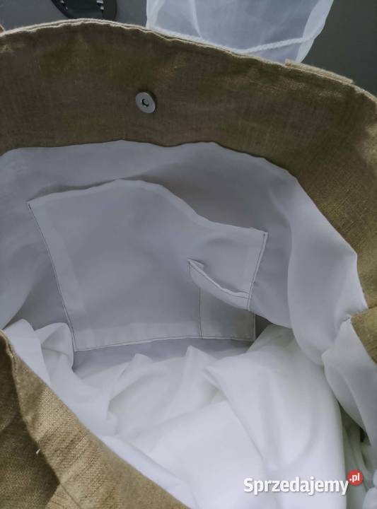 Duża torba lniana shopper XL z falbaną Koło