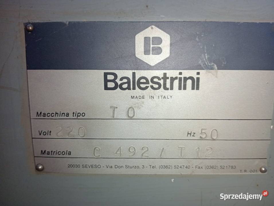 Czopiarka obwiednieniowa Balestrini Wejherowo