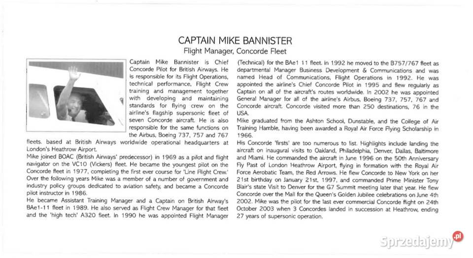 WIELKA BRYTANIA 2003ostatni lot ConcordaRZADKA Filatelistyka Człuchów