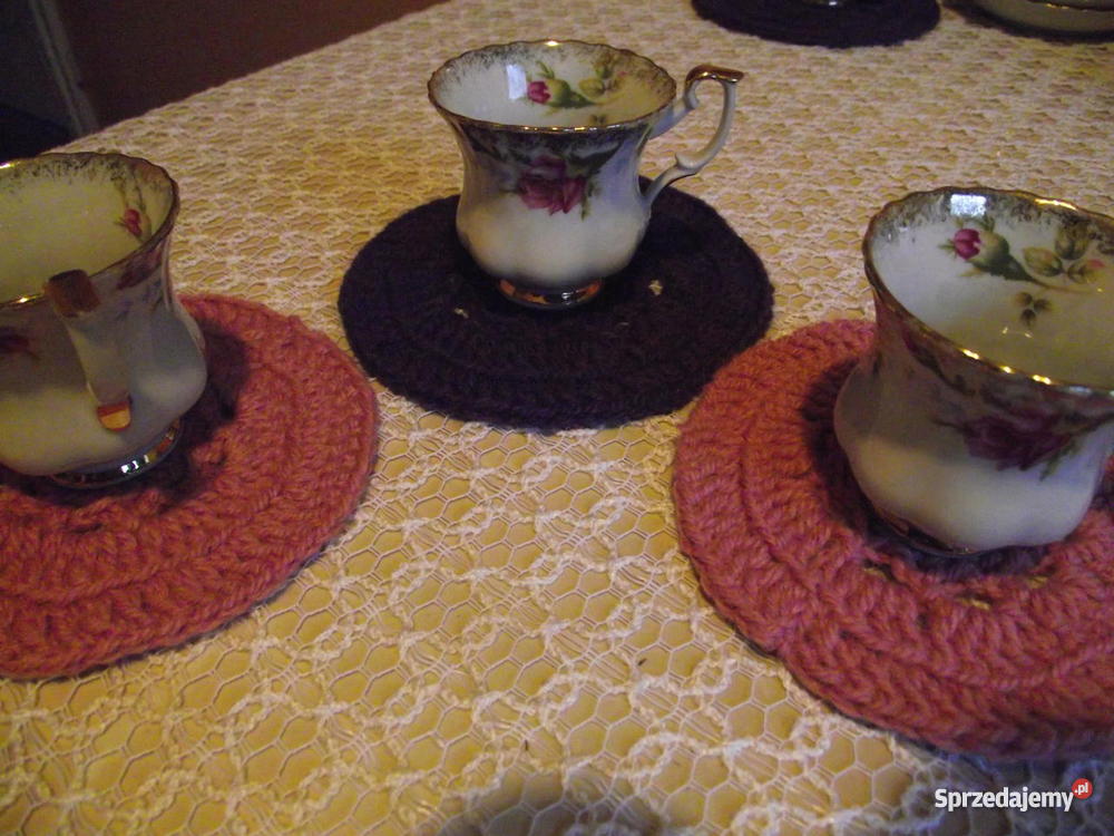 PUDROWO LAWENDOWE PODKŁADKI POD FILIŻANKI ART DE Obrusy i serwety Wyposażenie wnętrz Piła sprzedam