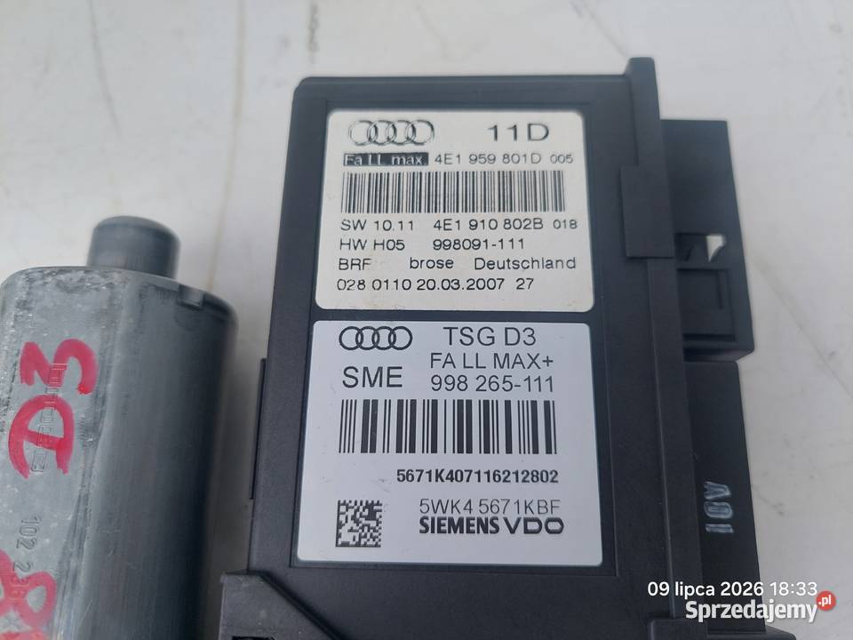 AUDI A8 D3 42 TDI 0510 SILNICZEK SZYBY LEWY TYŁ Włoszczowa