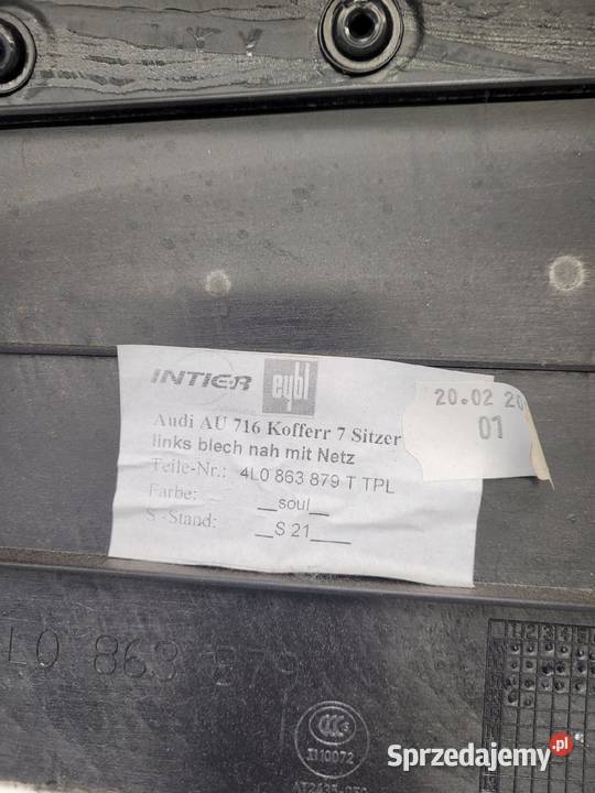 BOCZEK BAGAŻNIKA LEWY AUDI Q7 4L 4L0863879T Tapicerki samochodowe śląskie