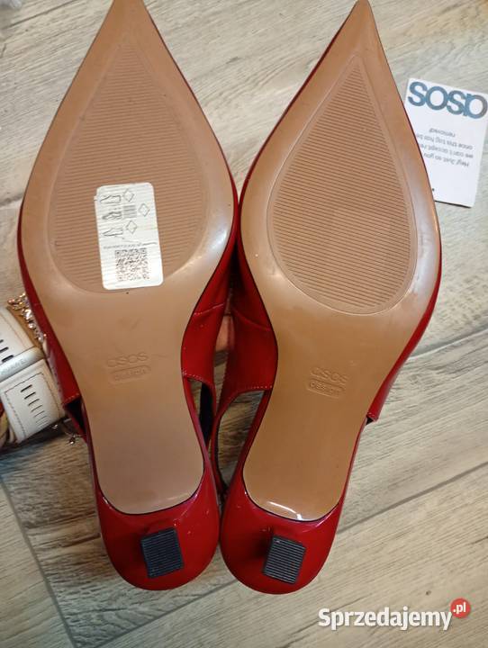 40 ASOS Design Czerwone czółenka z odkrytą piętą 25.4cm Kraków