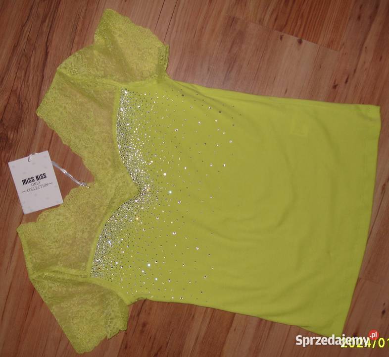 Limonkowa koronka cyrkonie NOWA MISS KISS rSM wielkopolskie Rawicz