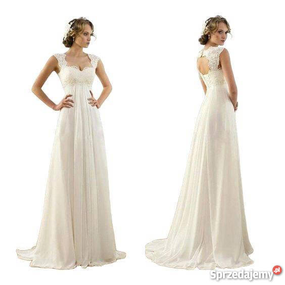 Suknia ślubna ciążowa wesele cywilny 36 S 38 M