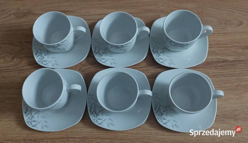 NOWY Zestaw filiżanek porcelanowych ze spodkami biały Warszawa
