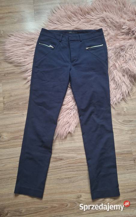 Eleganckie elastyczne granatowe spodnie Długie Kraków
