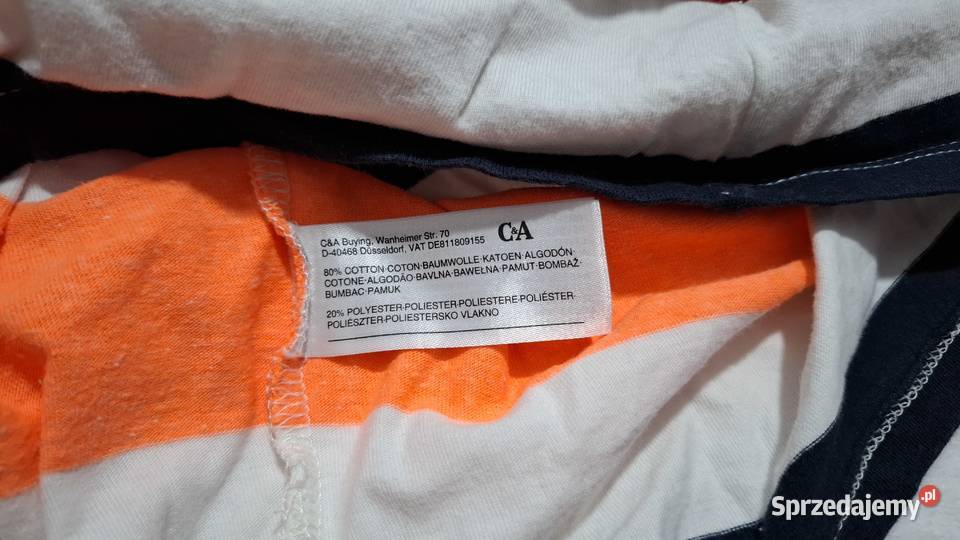 Koszulka krótki rękaw Tshirt chłopięca pasy CA Rozmiar 128 Czeladź