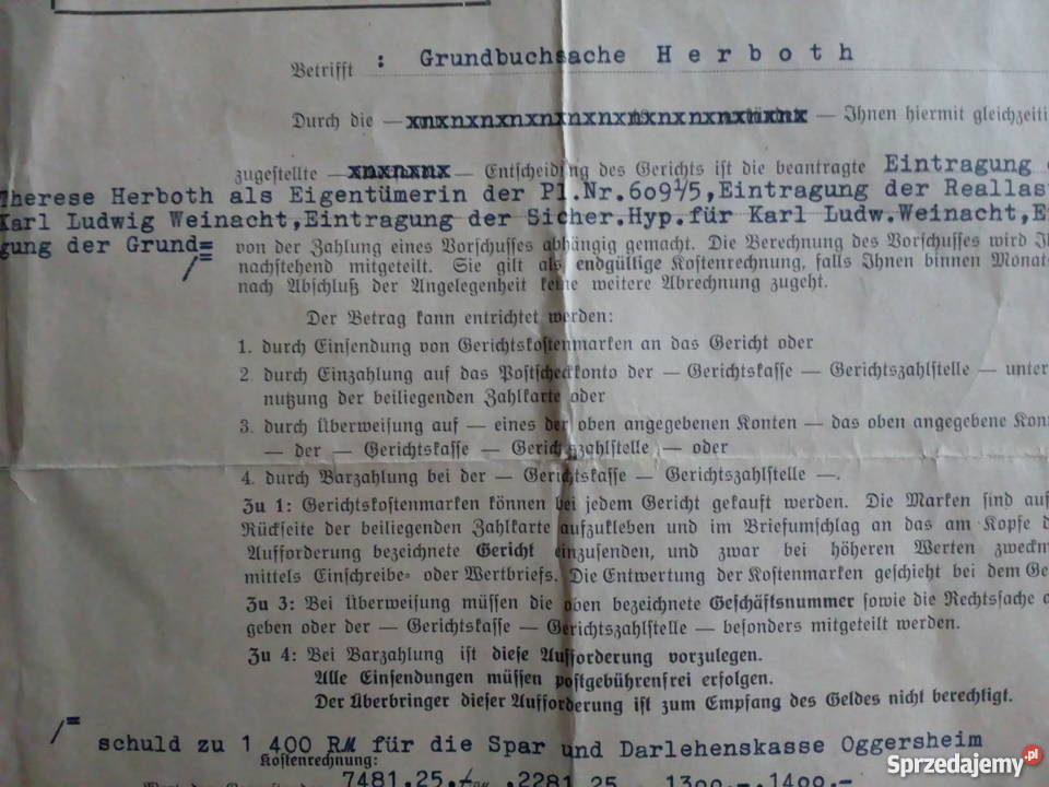 Niemieckie pismo urzędowe 1942 r Rzeszów sprzedam