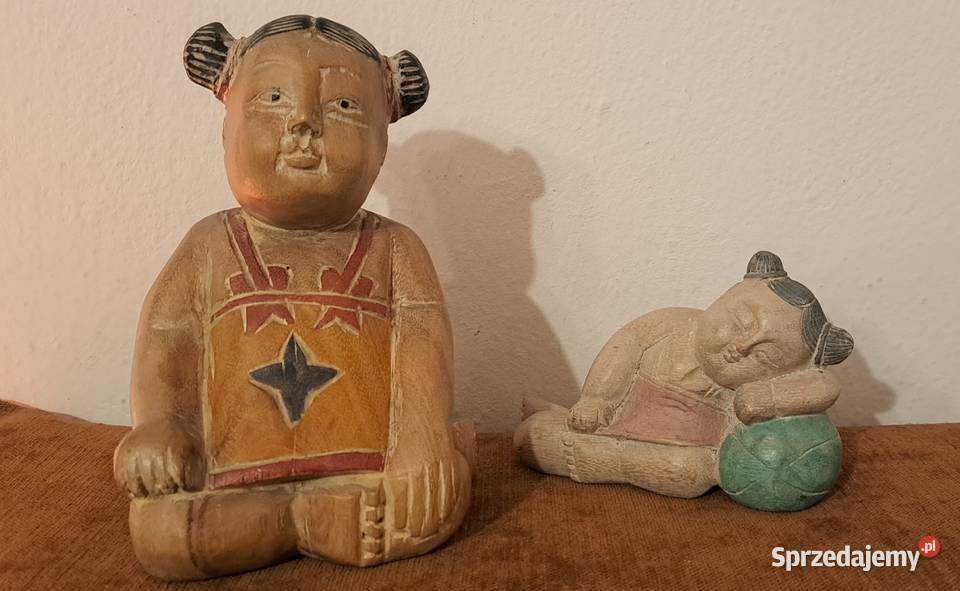 piękne drewniane figurki Japonka i Chinki Warszawa