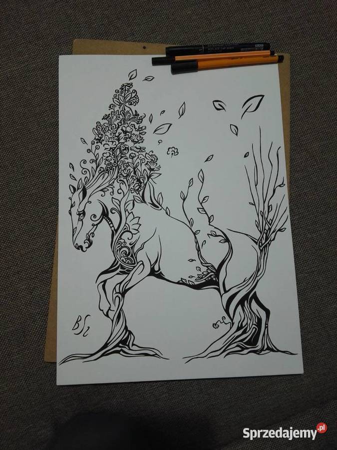 Rysunek koń cienkopis blok tech A3 250 gm2