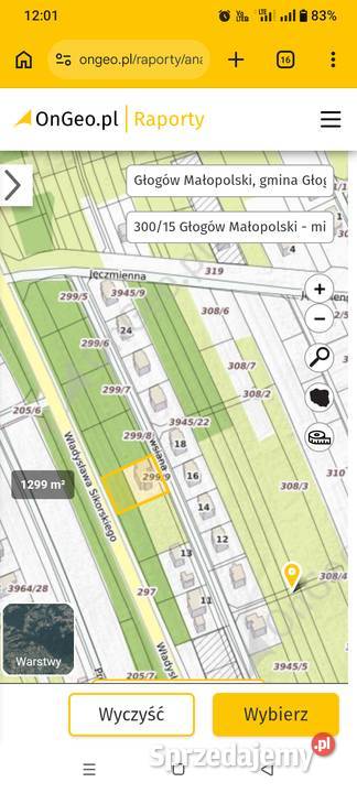 Sprzedam działkę budowlaną 323zł/m2 Sprzedaż sprzedam