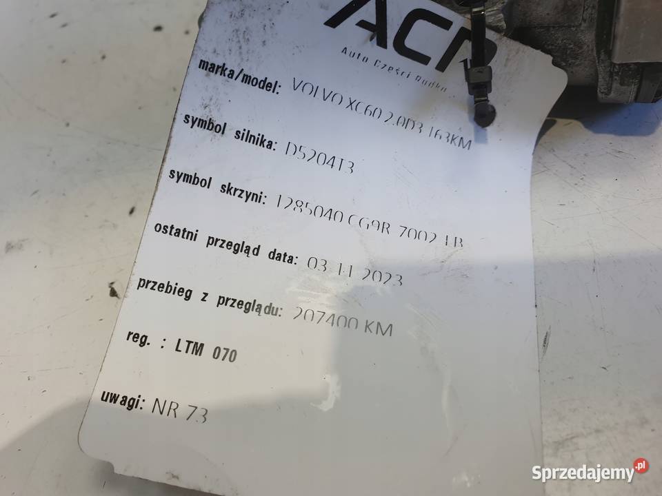 PRZEPUSTNICA Volvo XC60 20 D D3 31216665 lubelskie Chełm