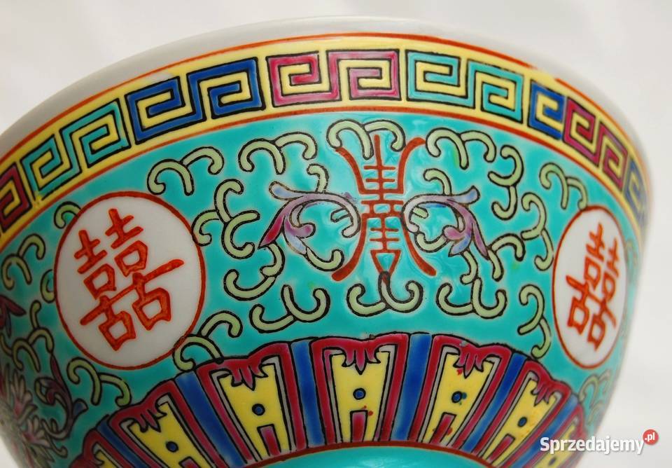 Chińska miska turkusowa ręcznie malowana wielokolorowy Lublin sprzedam