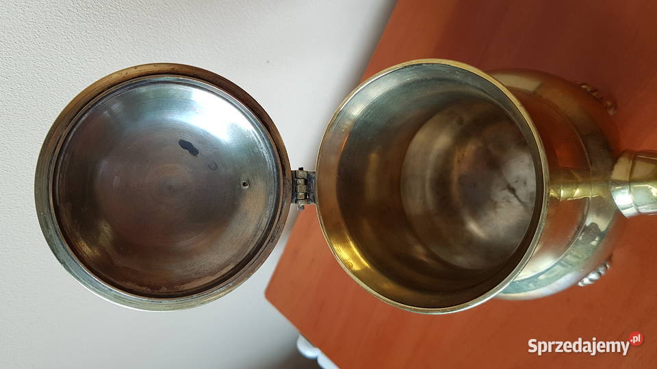 Złoty metalowy imbryk dzbanek vintage śląskie Dąbrowa Górnicza
