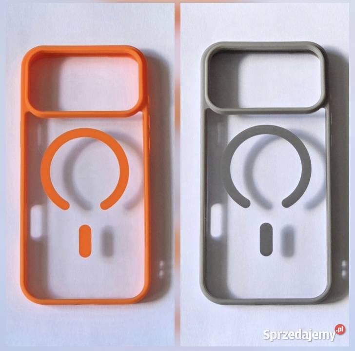 Etui przezroczyste pomarańczowe i szare z