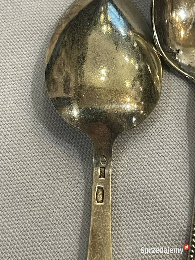 Srebrne pozłacane łyżeczki z emalią pr 825 Kraków