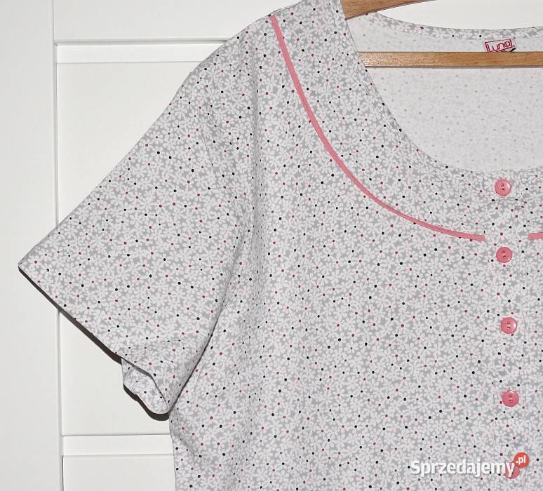 Bawełniana popielata koszula nocna z krótkim Gliwice
