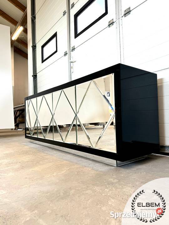 Czarna Komoda Lustrzane romby Glamour 80cm RTV Warszawa sprzedam