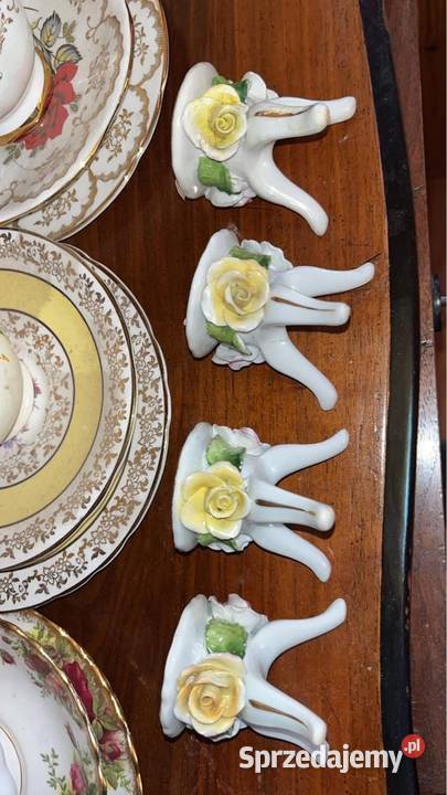 Świecznik Z porcelanowymi kwiatkami Niemcy Lata Gdańsk