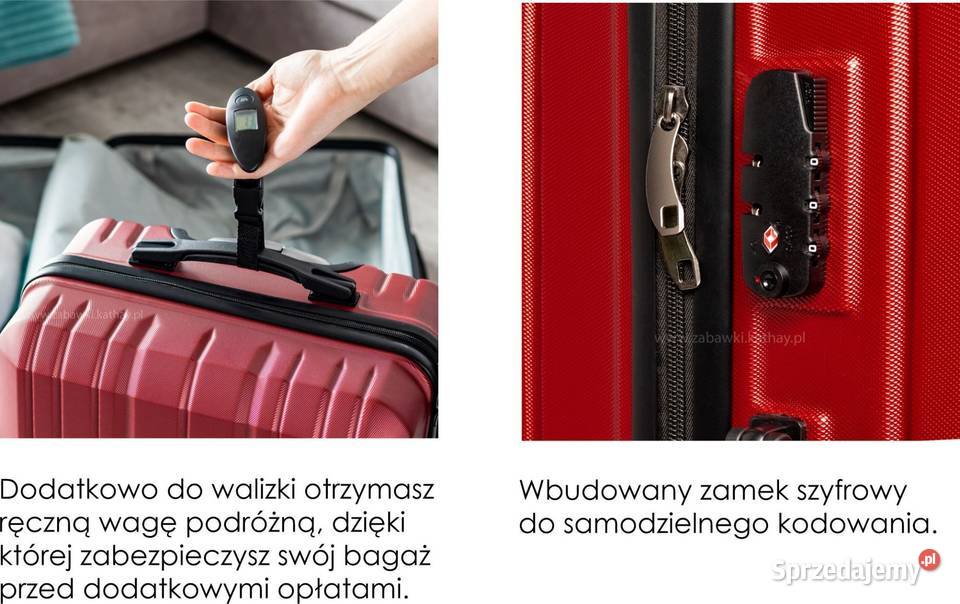 Duża walizka podróżna bordo ABS zamek szyfrowy Poznań
