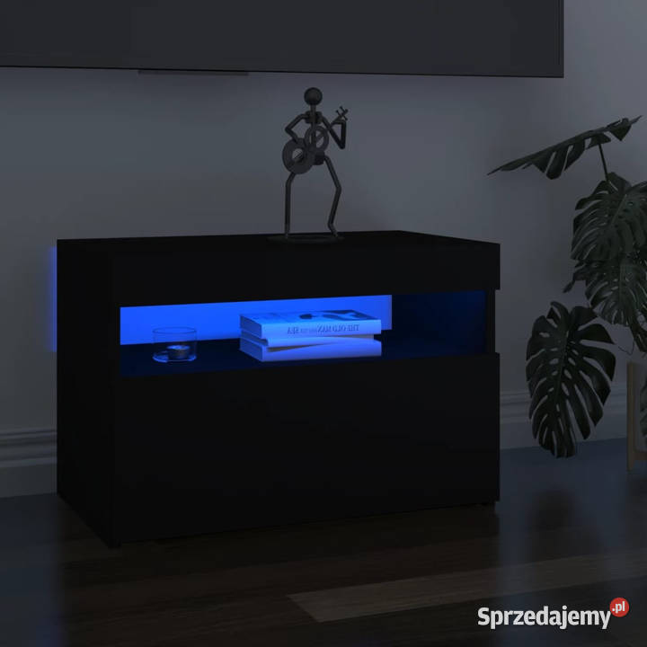 Szafka pod TV z oświetleniem LED czarna 60x35x40 RTV Warszawa