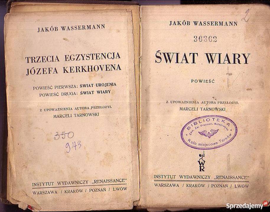 0932 ŚWIAT WIARY JAKÓB WASSERMANN OKOŁO 1930 małopolskie Czyrna
