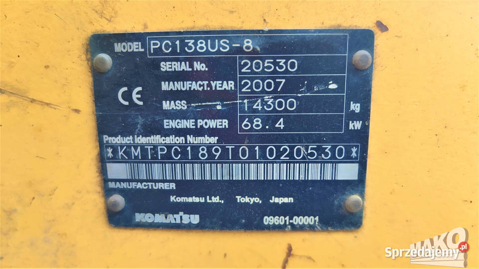 Koparka gąsienicowa Komatsu PC138 US8 Kabina Ostrowiec Świętokrzyski
