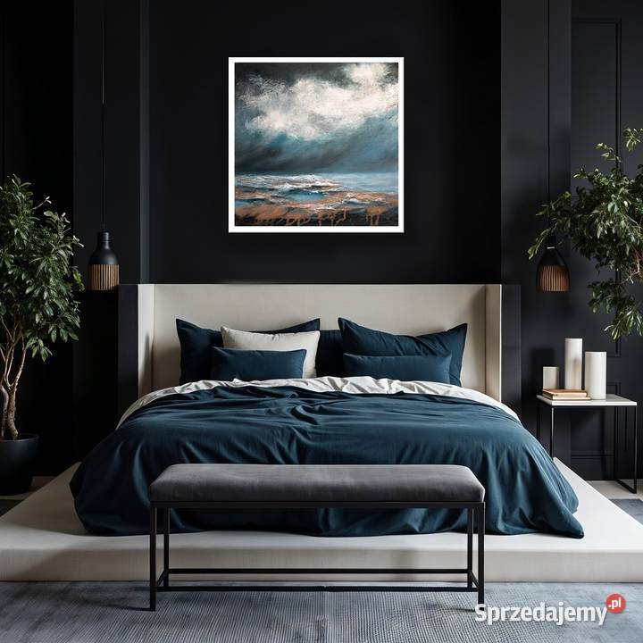 Burzowe niebo nowoczesny pejzaz morski obraz sprzedam