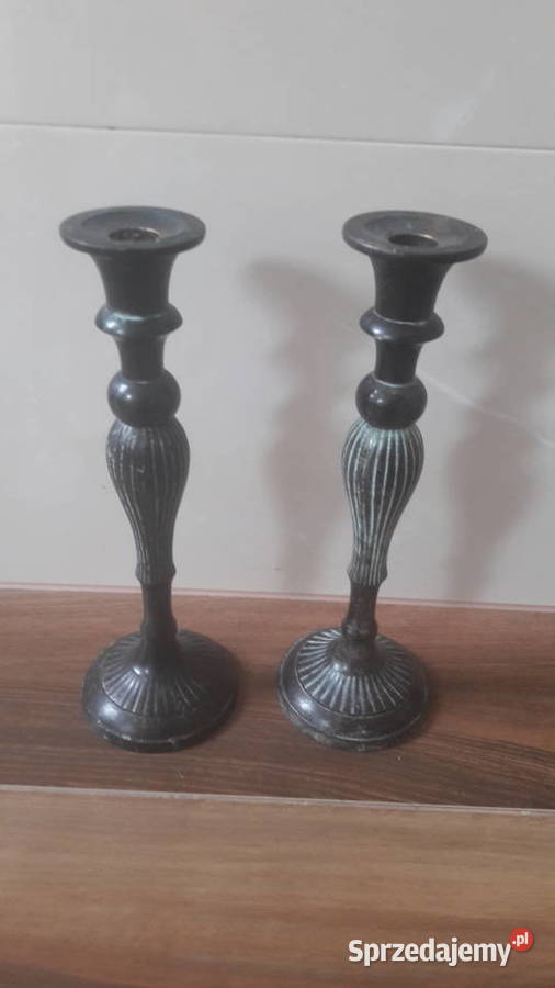 Mosiężny patynowany świecznik stylizowany 2 mazowieckie Radom sprzedam