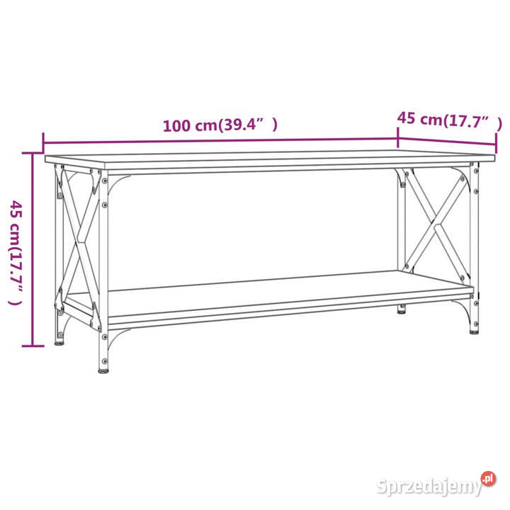 Stolik kawowy przydymiony dąb 100x45x45 WM823314 Warszawa sprzedam