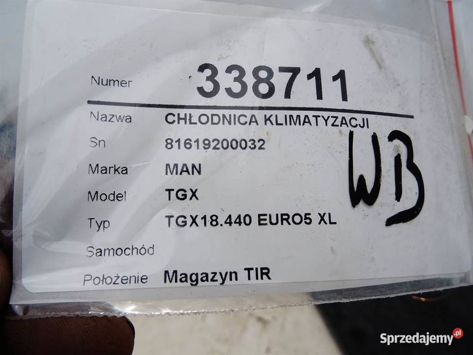 CHŁODNICA KLIMATYZACJI MAN TGX I 18 441 ciężarowe