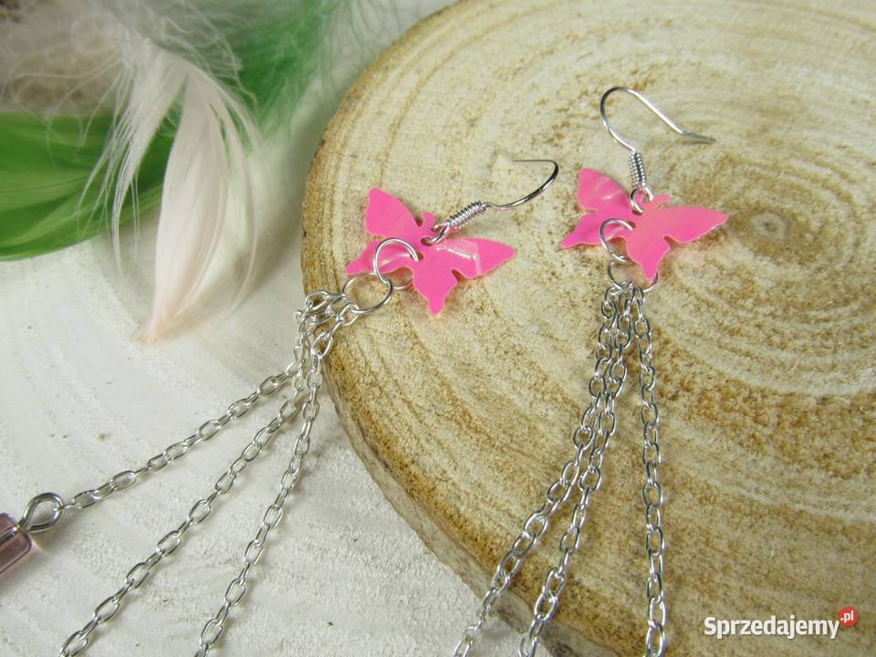 Kolczyki motylki kryształki szkło fioletowy Katowice sprzedam