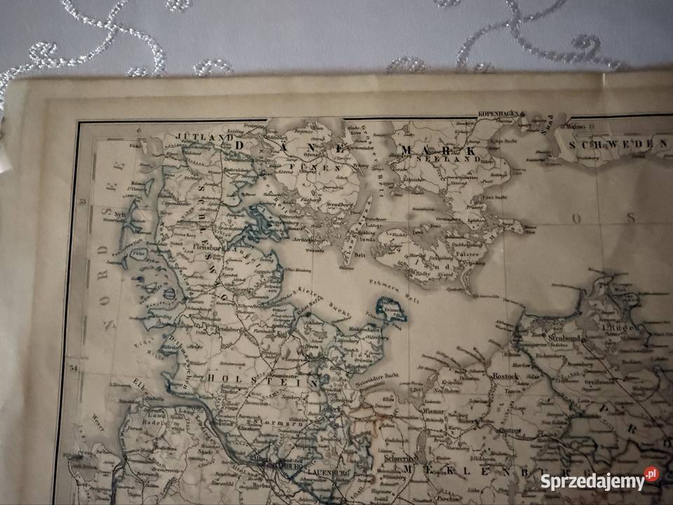 Stara mapa ziem Polskich 1870 Oryginalny Antyki Czerwionka-Leszczyny