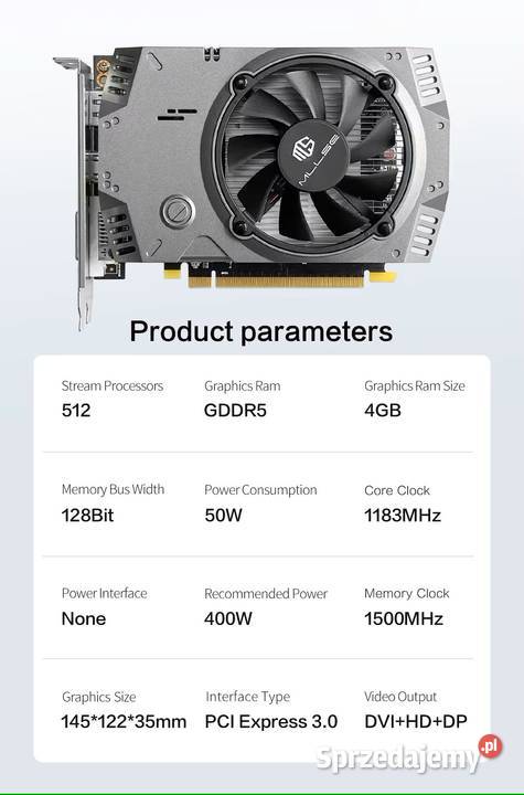 Karta graficzna MILLSE AMD Radeon RX 550 4GB aktywne małopolskie Myślenice