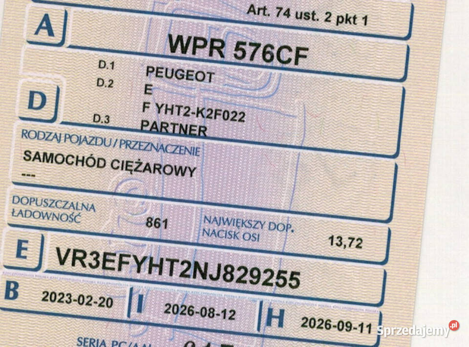 Peugeot Partner Długi 3os FV23 Parktronic Sokołów sprzedam