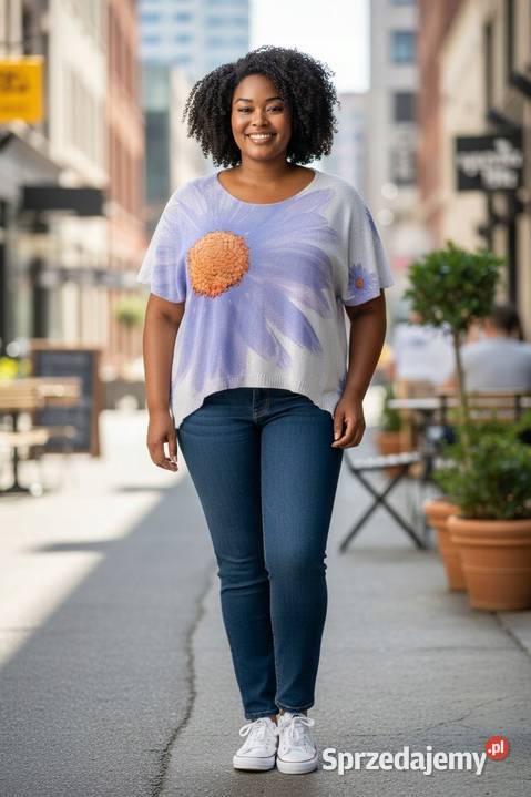 Sweter bluzka fioletowy kwiatkimono biust 140 łódzkie Wieluń