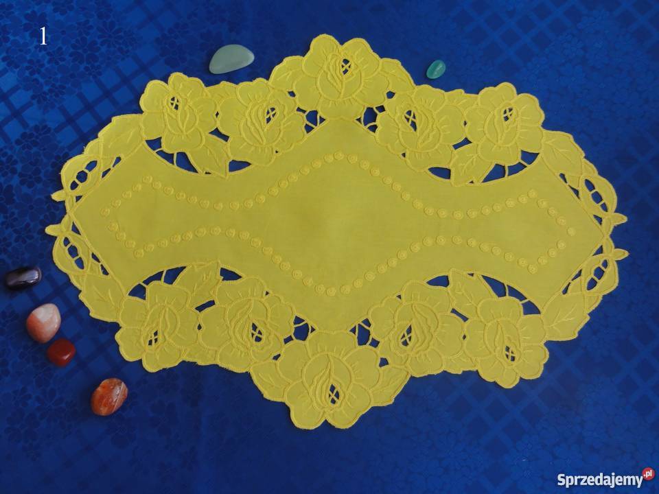 Serwetki kolorowe żółte wyszywane haft Richelieu odcienie żółtego Lublin